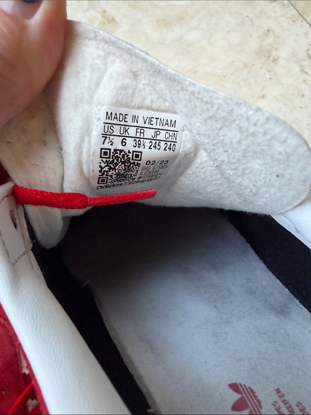 adidas Red and White Women's Suede Sneakers - Picture 7 of 8